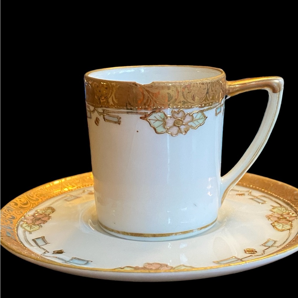 Antique Nippon Demitasse Cup & Saucer Morimura Bros 1911-1921 As Is
